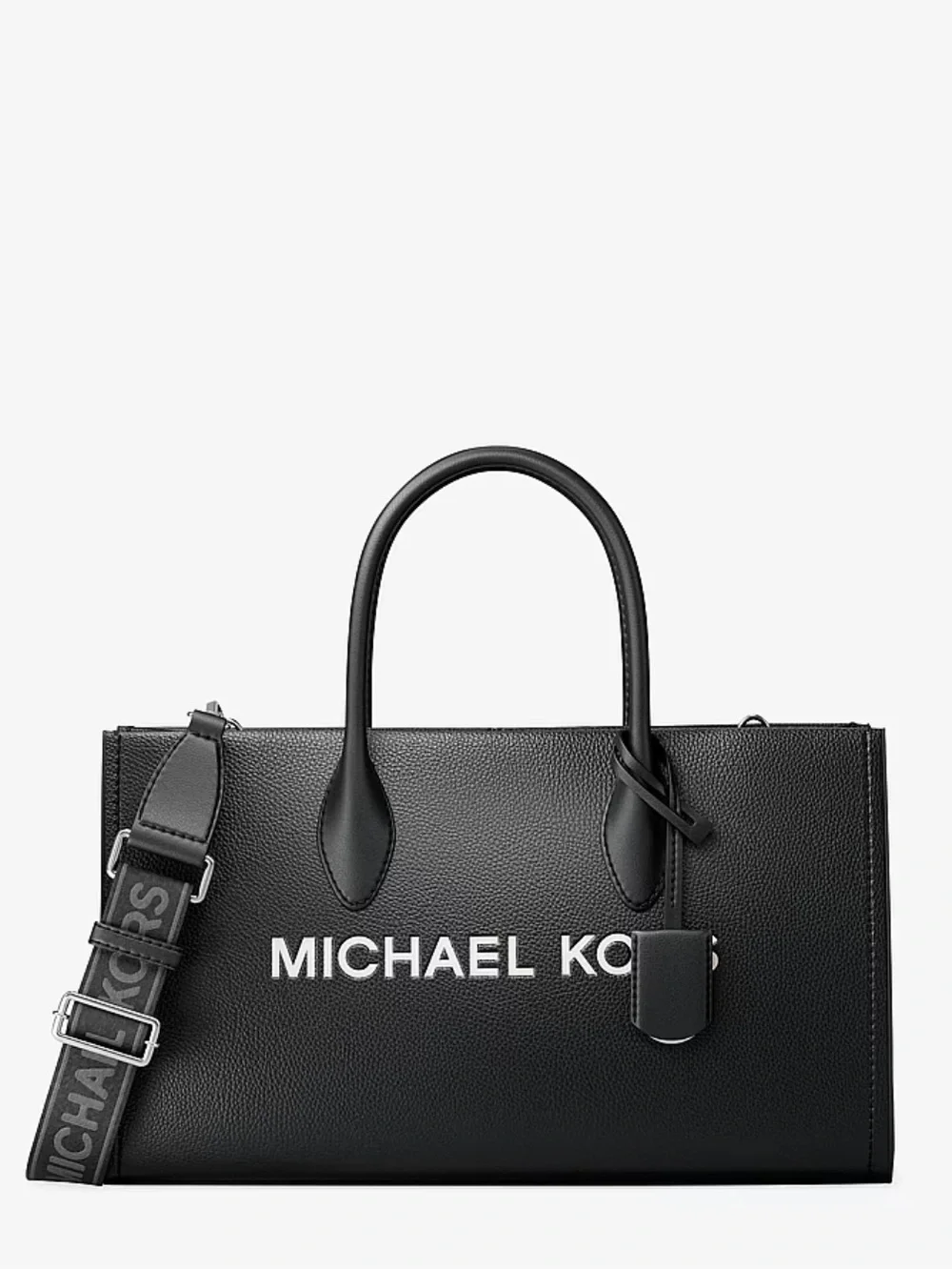 Michael Kors Black Leather Logo Satchel Tote Crossbody